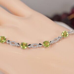 Elegant Natural Peridot Tennis Bracelet 925 Sterling 7"